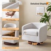 image:imageVINGLI 360Swivel Accent Chairs Set of 2 with Engineered Wood Base and Removable Cushion for Living Room Bedroom Curved Back Barrel Chairs for Small Space Upholstered Bucket Armchairs Teddy WhiteLinenbeige