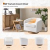 image:imageVINGLI 360Swivel Accent Chairs Set of 2 with Engineered Wood Base and Removable Cushion for Living Room Bedroom Curved Back Barrel Chairs for Small Space Upholstered Bucket Armchairs Teddy WhiteTeddywhite