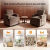 image:imageVINGLI 360Swivel MidCentury Modern Accent Armchairs Set of 2 with DoubleLayer Seat Cushions Comfy Single Square Sofa Upholstered Club Chairs for Living RoomBedroom Reading Room Chenille BeigeChenille Khaki