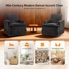 image:imageVINGLI 360Swivel MidCentury Modern Accent Armchairs Set of 2 with DoubleLayer Seat Cushions Comfy Single Square Sofa Upholstered Club Chairs for Living RoomBedroom Reading Room Chenille BeigeChenille Black