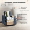 image:imageVINGLI 360Swivel MidCentury Modern Accent Armchairs Set of 2 with DoubleLayer Seat Cushions Comfy Single Square Sofa Upholstered Club Chairs for Living RoomBedroom Reading Room Chenille BeigeChenille Blue