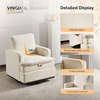 image:imageVINGLI 360Swivel MidCentury Modern Accent Armchairs Set of 2 with DoubleLayer Seat Cushions Comfy Single Square Sofa Upholstered Club Chairs for Living RoomBedroom Reading Room Chenille BeigeChenille Beige