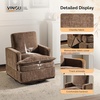 image:imageVINGLI 360Swivel MidCentury Modern Accent Armchairs Set of 2 with DoubleLayer Seat Cushions Comfy Single Square Sofa Upholstered Club Chairs for Living RoomBedroom Reading Room Chenille BeigeChenille Khaki