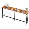image:imageVINGLI 43 Inch High Top Bar Table Wooden Rectangular Narrow Long Counter Height Pub Table MultiScene Use for Kitchen Living Room Dining Sofa Entryway BrownBrown