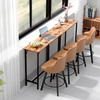 image:imageVINGLI 43 Inch High Top Bar Table Wooden Rectangular Narrow Long Counter Height Pub Table MultiScene Use for Kitchen Living Room Dining Sofa Entryway BrownBrown