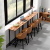 image:imageVINGLI 43 Inch High Top Bar Table Wooden Rectangular Narrow Long Counter Height Pub Table MultiScene Use for Kitchen Living Room Dining Sofa Entryway BrownBrown