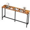 image:imageVINGLI 43 Inch High Top Bar Table Wooden Rectangular Narrow Long Counter Height Pub Table MultiScene Use for Kitchen Living Room Dining Sofa Entryway BrownBrown