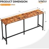 image:imageVINGLI 43 Inch High Top Bar Table Wooden Rectangular Narrow Long Counter Height Pub Table MultiScene Use for Kitchen Living Room Dining Sofa Entryway BrownBrown