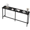 image:imageVINGLI 43 Inch High Top Bar Table Wooden Rectangular Narrow Long Counter Height Pub Table MultiScene Use for Kitchen Living Room Dining Sofa Entryway BrownBlack