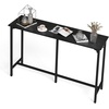 image:imageVINGLI 43 Inch High Top Bar Table Wooden Rectangular Narrow Long Counter Height Pub Table MultiScene Use for Kitchen Living Room Dining Sofa Entryway BrownBlack
