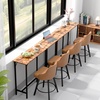 image:imageVINGLI 43 Inch High Top Bar Table Wooden Rectangular Narrow Long Counter Height Pub Table MultiScene Use for Kitchen Living Room Dining Sofa Entryway BrownBrown