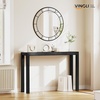 image:imageVINGLI 46 Console Table for entryway Solid Wood Entryway Table Narrow Sofa Table Behind Couch for Living Room Hallway Bedroom Entrance SeashellBlack