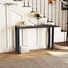 image:imageVINGLI 46 Console Table for entryway Solid Wood Entryway Table Narrow Sofa Table Behind Couch for Living Room Hallway Bedroom Entrance SeashellBlack