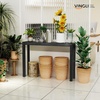 image:imageVINGLI 46 Console Table for entryway Solid Wood Entryway Table Narrow Sofa Table Behind Couch for Living Room Hallway Bedroom Entrance SeashellBlack