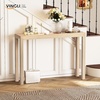 image:imageVINGLI 46 Console Table for entryway Solid Wood Entryway Table Narrow Sofa Table Behind Couch for Living Room Hallway Bedroom Entrance SeashellSeashell