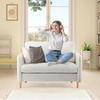 image:imageVINGLI 47 Small Couch Linen Loveseat Sofa Light Grey Mini Couch Mid Century Modern Decor Love Seat for Small Spaces Living Room Bedroom Play RoomBeige