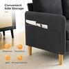 image:imageVINGLI 47 Small Couch Linen Loveseat Sofa Light Grey Mini Couch Mid Century Modern Decor Love Seat for Small Spaces Living Room Bedroom Play RoomBlack