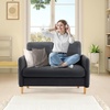 image:imageVINGLI 47 Small Couch Linen Loveseat Sofa Light Grey Mini Couch Mid Century Modern Decor Love Seat for Small Spaces Living Room Bedroom Play RoomBlack