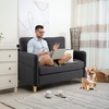 image:imageVINGLI 47 Small Couch Linen Loveseat Sofa Light Grey Mini Couch Mid Century Modern Decor Love Seat for Small Spaces Living Room Bedroom Play RoomBlack