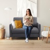 image:imageVINGLI 47 Small Couch Linen Loveseat Sofa Light Grey Mini Couch Mid Century Modern Decor Love Seat for Small Spaces Living Room Bedroom Play RoomDark Grey
