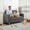 image:imageVINGLI 47 Small Couch Linen Loveseat Sofa Light Grey Mini Couch Mid Century Modern Decor Love Seat for Small Spaces Living Room Bedroom Play RoomDark Grey