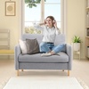image:imageVINGLI 47 Small Couch Linen Loveseat Sofa Light Grey Mini Couch Mid Century Modern Decor Love Seat for Small Spaces Living Room Bedroom Play RoomLight Grey