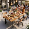 image:imageVINGLI 48 Inch Solid Wood Dining Table for 46 Walnut Rectangular Kitchen Table with Waterproof Tabletop for Indoor amp Outdoor Use Pine Wood Dinner Table for Patio Dining Room Kitchen ApartmentWalnut