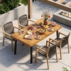 image:imageVINGLI 48 Inch Solid Wood Dining Table for 46 Walnut Rectangular Kitchen Table with Waterproof Tabletop for Indoor amp Outdoor Use Pine Wood Dinner Table for Patio Dining Room Kitchen ApartmentWalnut