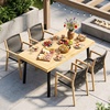 image:imageVINGLI 48 Inch Solid Wood Dining Table for 46 Walnut Rectangular Kitchen Table with Waterproof Tabletop for Indoor amp Outdoor Use Pine Wood Dinner Table for Patio Dining Room Kitchen ApartmentLight Oak