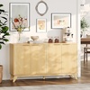 image:imageVINGLI 55 Buffet Cabinet with Storage Fluted 4 Doors Sideboard Cabinet with Adjustable Shelves Modern Storage Cabinet with Doors for Kitchen Dining Room amp Living Room Natural Oak1539D x 5512W x 30H