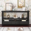 image:imageVINGLI 58 Console Table Long Entryway Table with 3 Drawers amp 2 Storage Shelves Vintage Sofa Table Behind Couch TV Stands for Living Room Entryway Hallway Foyer Office BlackBlack