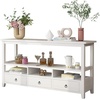 image:imageVINGLI 58 Console Table Long Entryway Table with 3 Drawers amp 2 Storage Shelves Vintage Sofa Table Behind Couch TV Stands for Living Room Entryway Hallway Foyer Office BlackWhite