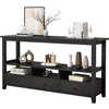 image:imageVINGLI 58 Console Table Long Entryway Table with 3 Drawers amp 2 Storage Shelves Vintage Sofa Table Behind Couch TV Stands for Living Room Entryway Hallway Foyer Office BlackBlack