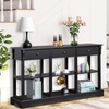 image:imageVINGLI 58 Entryway Table Long Console Table with 3 Drawers amp 2 Storage Shelves Vintage Sofa Table Behind Couch TV Stands for Living Room Entryway Hallway Foyer Office Black