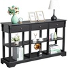 image:imageVINGLI 58 Entryway Table Long Console Table with 3 Drawers amp 2 Storage Shelves Vintage Sofa Table Behind Couch TV Stands for Living Room Entryway Hallway Foyer Office Black