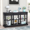 image:imageVINGLI 58 Entryway Table Long Console Table with 3 Drawers amp 2 Storage Shelves Vintage Sofa Table Behind Couch TV Stands for Living Room Entryway Hallway Foyer Office Black
