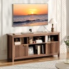 image:imageVINGLI 58 Walnut TV Stand for TVs up to 70 Modern Fluted TV Stand with Storage and Adjustable Shelves MidCentury Modern Entertainment Center for Living Room amp Bedroom