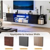 image:imageVINGLI 63 Black Floating TV Stand with RGB Lights Wall Mounted Entertainment Center with Storage High Glossy Media Console with Storage Cabinet Shelf Under TV with Power Outlet for Living Room