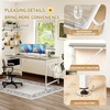 image:imageVINGLI 63 Inch Computer Office Modern Simple Gaming Desk with Side Fabric Drawer amp Hook Up WearResistant Surface Writing Desk Work Desk for Bedroom Living Room Oak GreyOak Grey