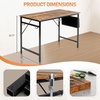 image:imageVINGLI 63 Inch Computer Office Modern Simple Gaming Desk with Side Fabric Drawer amp Hook Up WearResistant Surface Writing Desk Work Desk for Bedroom Living Room Oak GreyRustic Brown