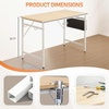 image:imageVINGLI 63 Inch Computer Office Modern Simple Gaming Desk with Side Fabric Drawer amp Hook Up WearResistant Surface Writing Desk Work Desk for Bedroom Living Room Oak GreyOak