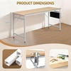 image:imageVINGLI 63 Inch Computer Office Modern Simple Gaming Desk with Side Fabric Drawer amp Hook Up WearResistant Surface Writing Desk Work Desk for Bedroom Living Room Oak GreyOak