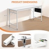 image:imageVINGLI 63 Inch Computer Office Modern Simple Gaming Desk with Side Fabric Drawer amp Hook Up WearResistant Surface Writing Desk Work Desk for Bedroom Living Room Oak GreyWhite
