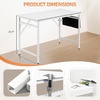 image:imageVINGLI 63 Inch Computer Office Modern Simple Gaming Desk with Side Fabric Drawer amp Hook Up WearResistant Surface Writing Desk Work Desk for Bedroom Living Room Oak GreyWhite