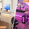 image:imageVINGLI 63 Inch Computer Office Modern Simple Gaming Desk with Side Fabric Drawer amp Hook Up WearResistant Surface Writing Desk Work Desk for Bedroom Living Room Oak GreyOak