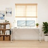 image:imageVINGLI 63 Inch Computer Office Modern Simple Gaming Desk with Side Fabric Drawer amp Hook Up WearResistant Surface Writing Desk Work Desk for Bedroom Living Room Oak GreyWhite