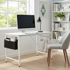 image:imageVINGLI 63 Inch Computer Office Modern Simple Gaming Desk with Side Fabric Drawer amp Hook Up WearResistant Surface Writing Desk Work Desk for Bedroom Living Room Oak GreyWhite