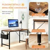 image:imageVINGLI 63 Inch Computer Office Modern Simple Gaming Desk with Side Fabric Drawer amp Hook Up WearResistant Surface Writing Desk Work Desk for Bedroom Living Room Oak GreyRustic Brown