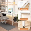 image:imageVINGLI 63 Inch Computer Office Modern Simple Gaming Desk with Side Fabric Drawer amp Hook Up WearResistant Surface Writing Desk Work Desk for Bedroom Living Room Oak GreyWhite