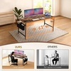 image:imageVINGLI 63 Inch Computer Office Modern Simple Gaming Desk with Side Fabric Drawer amp Hook Up WearResistant Surface Writing Desk Work Desk for Bedroom Living Room Oak GreyRustic Brown